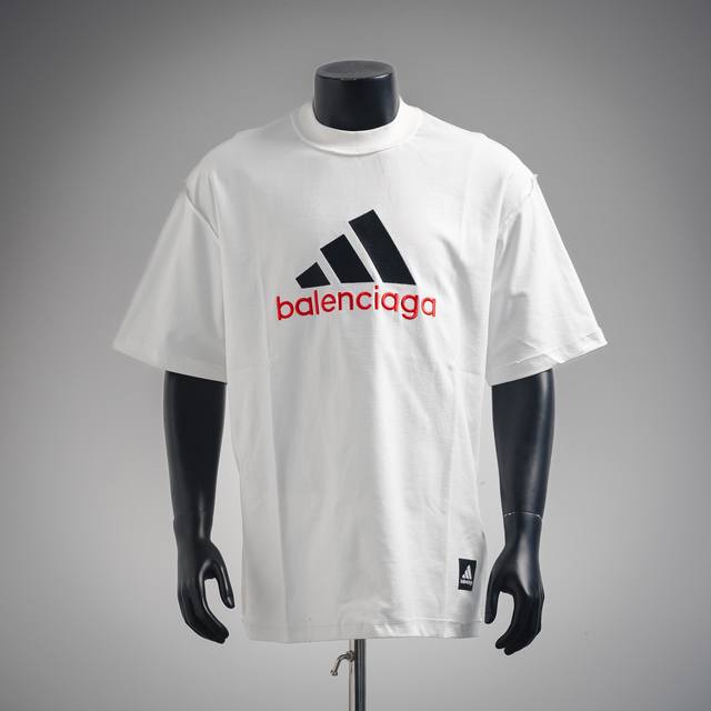 Embroidery style Adidas & Balenciaga joint embroidered short-sleeved T-shirt Of