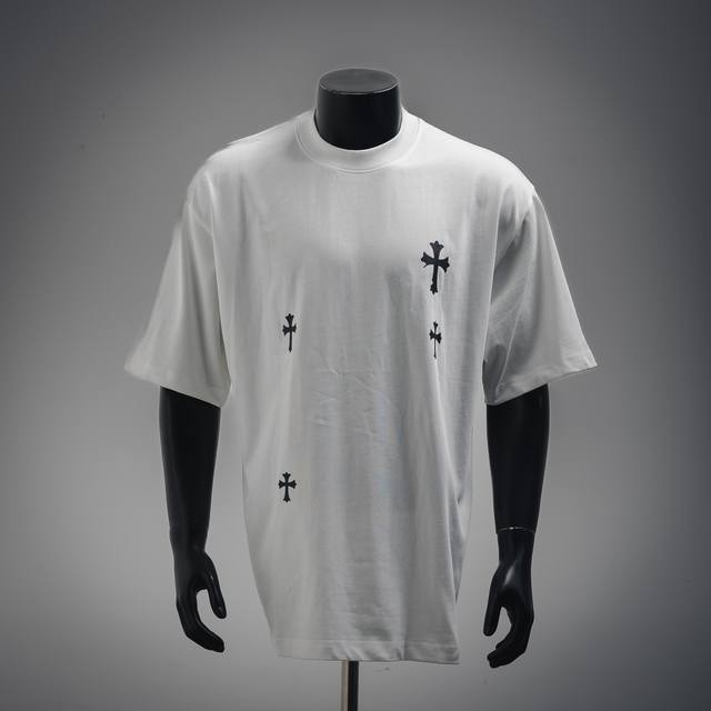 Chrome Hearts Chrome Hearts 25Ss leather label cross short-sleeved T-shirt Loose