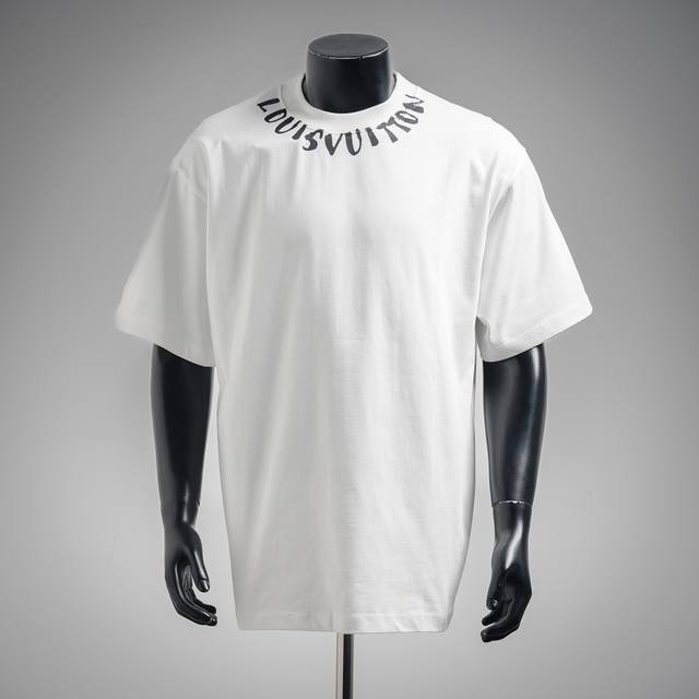 Louis Vuitton 25Ss round neck short-sleeved T-shirt with logo chain on collar Co