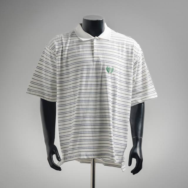 Balenciaga 25Ss new double B wheat ear embroidery striped Polo short sleeves Off