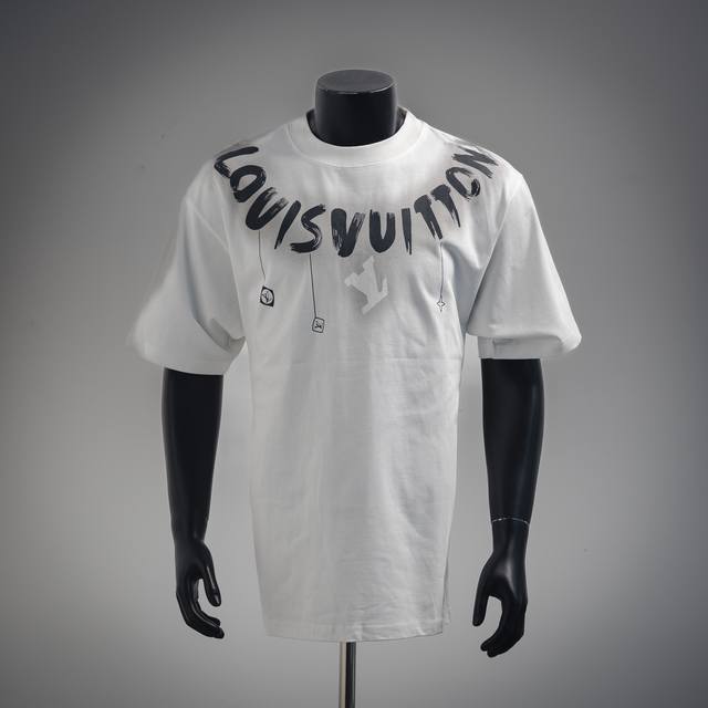 Louis Vuitton 25Ss neckline graffiti letter print short sleeves Same vat custom