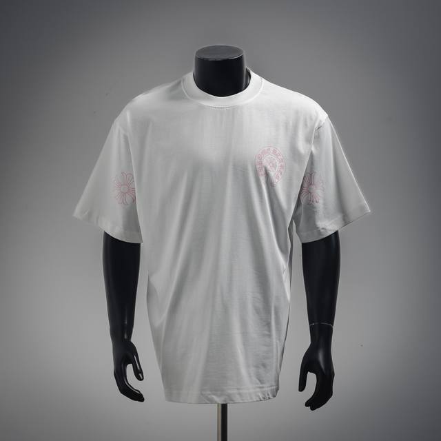 Chrome Hearts Ch Short-sleeved T-shirt with pink Sanskrit print on the back The