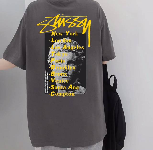 Stussy Stussy stone statue round neck short sleeve half sleeve T-shirt The fabri