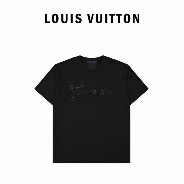Louis Vuitton 24Ss rivet embroidered short sleeves Made of G32S double yarn pure