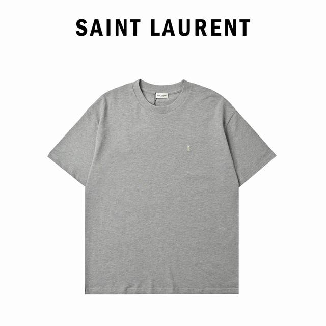 Saint Laurent Ysl Saint Laurent simple small embroidered letter short-sleeved T-