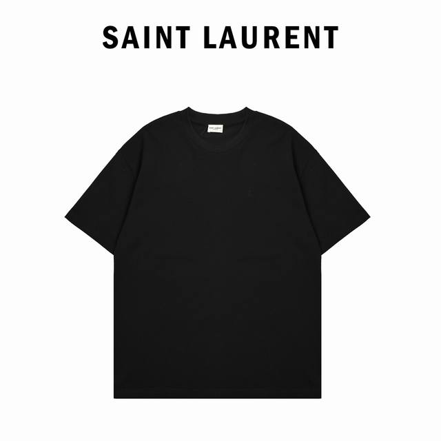 Saint Laurent Ysl Saint Laurent simple small embroidered letter short-sleeved T-