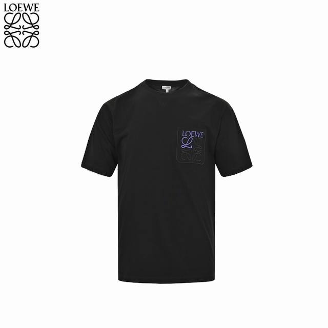 Loewe short-sleeved shirt with embroidered logo on the pocketMade of 240g 32s do