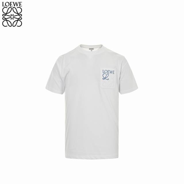 Loewe short-sleeved shirt with embroidered logo on the pocketMade of 240g 32s do