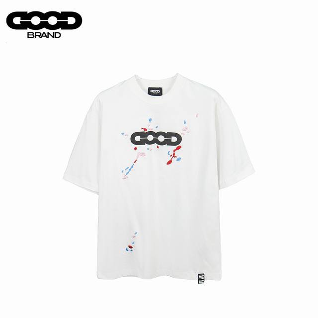 Goodbrand 25Ss printed embroidery spray short-sleeved T-shirt uses custom-dyed t