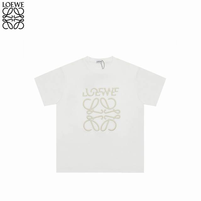 Loewe 24Ss gold thread dislocation embroidered Logo short sleeves The fabric has