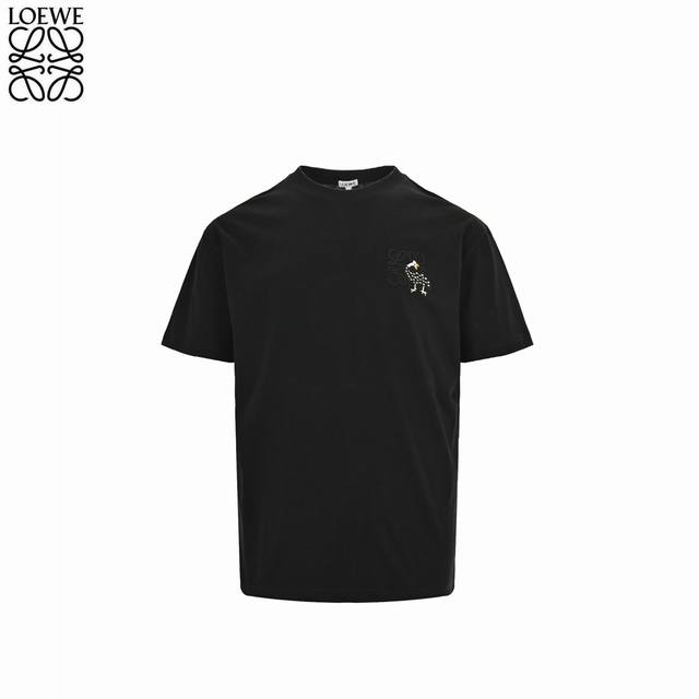 Loewe&Sunafujita joint series embroidered peacock short sleeves Made of 240g 32s