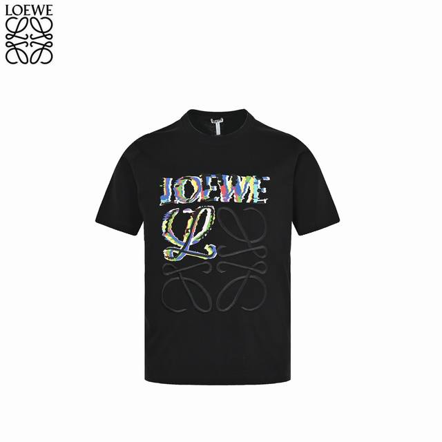 Loewe Loewe embroidered logo rainbow short sleeves Lazy and casual street style,