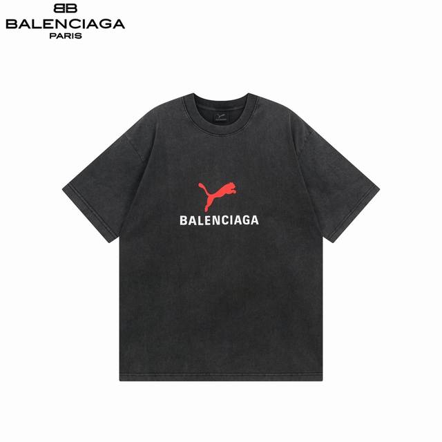 Balenciaga&Puma joint printed washed short-sleeves Ss26 latest model. Developed