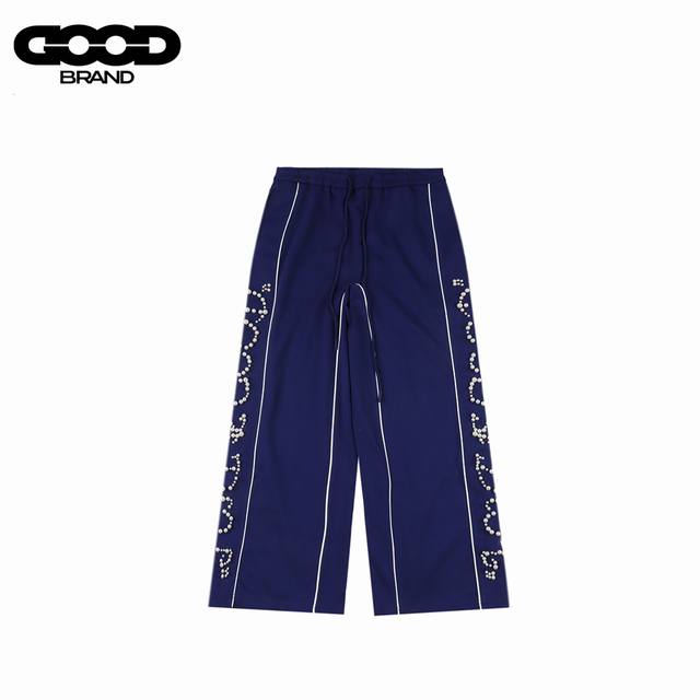 Goodbrand Love Is Good Pearl Casual Pants Unisex 500g Fabric Color: Black Blue S
