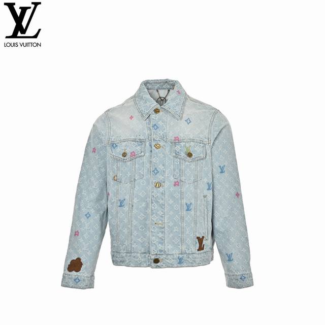 Louis Vuitton Tyler co-branded monogram jacquard embroidered denim jacket Custom