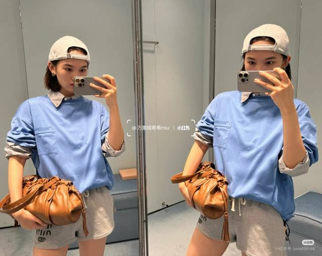 Miumiu25 The latest early autumn long-sleeved T-shirt with pocket letters embroi