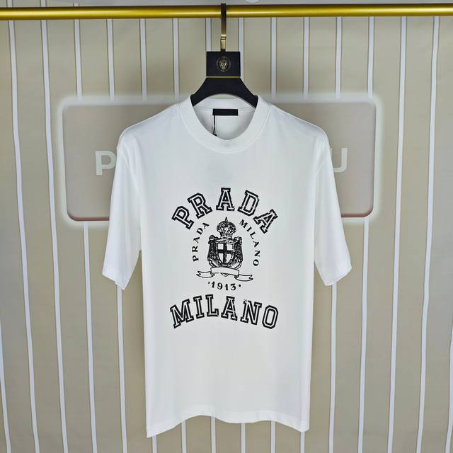 P*Ada Prada 2025 spring and summer new original men's round neck short-sleeved T