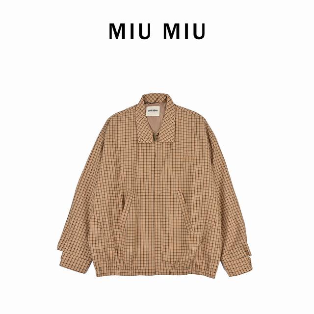 Miu Miu Miu plaid jacket with embroidered letters and small logos Mi*Mi* Fw new
