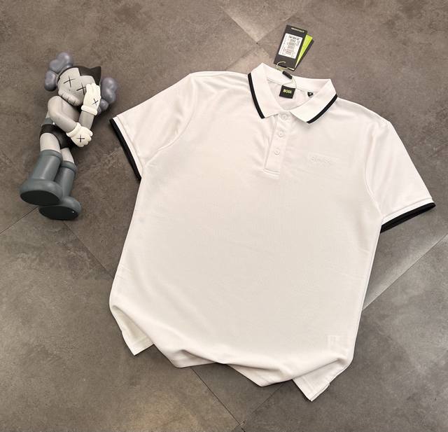Boss Embroidered Polo Shirt Couple Short-sleeved T-shirt Polo Shirt! DDD: 240G