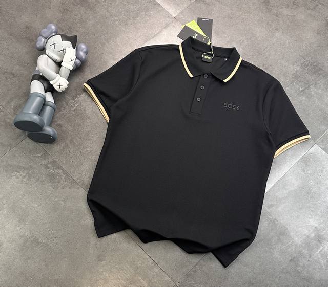 Boss Embroidered Polo Shirt Couple Short-sleeved T-shirt Polo Shirt! DDD: 240G