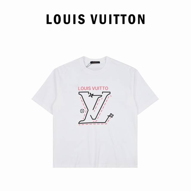 Louis Vuitton 24Ss big logo printed short sleeves Top high version digital print