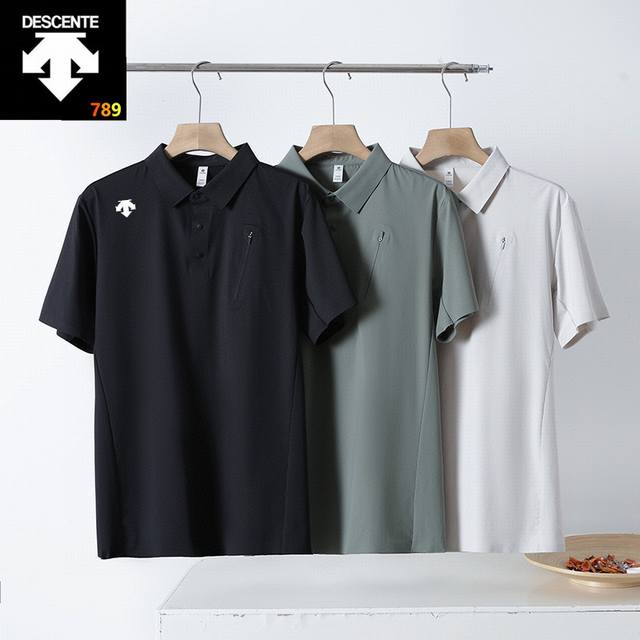 Descente Descente 2025 summer new classic lapel ice silk seamless short-sleeved
