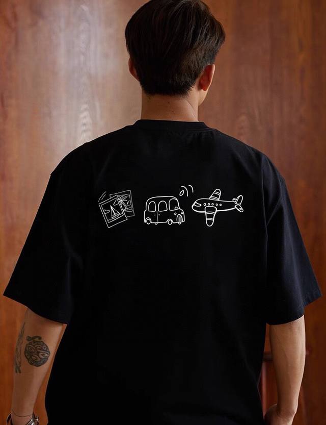 260G Heavyweight Cotton Nike Nike Nk Simple Line Photo Car Plane Short Sleeve T-