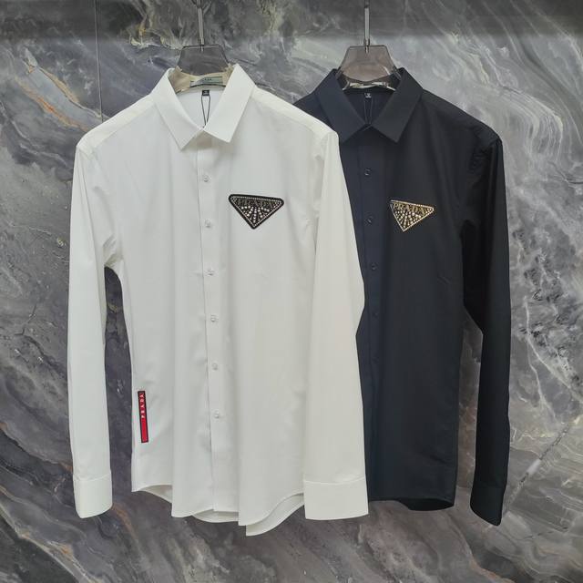 Prada 2025Ss new long-sleeved shirt, high-end version! Custom-made fabrics are