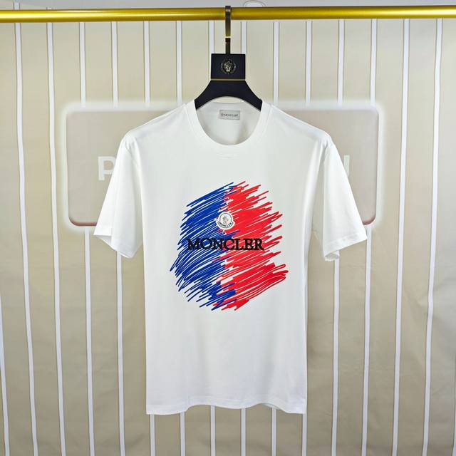 M*Ncler Moncler 2025 spring and summer new original men's round neck short-sleev