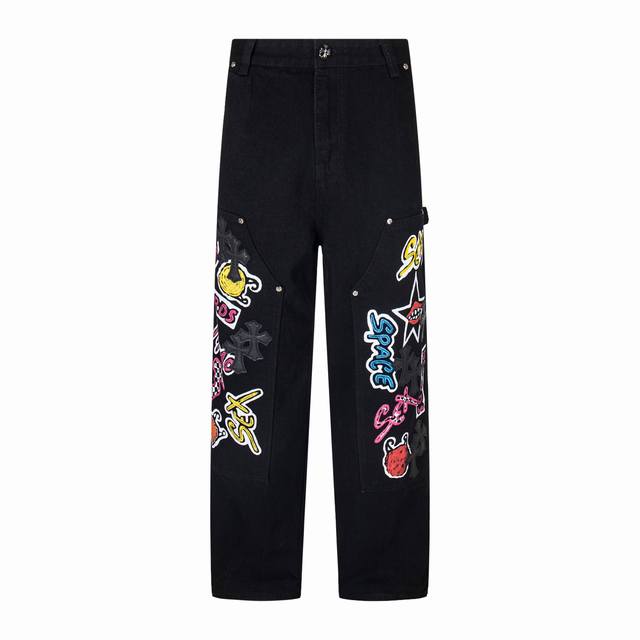 High version Chrome Hearts Sexrecords series graffiti logging pants jeans, unis