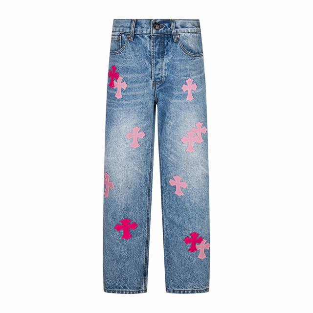 High version Chrome Hearts Miami limited edition pink cross leather label washe
