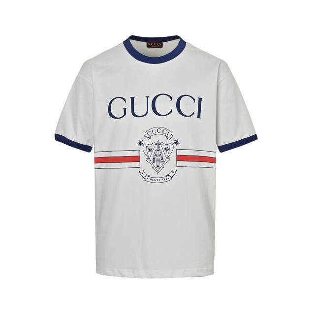 Gucci 25Ss 1921 Porter Badge Printed Short Sleeves 25th year new hot style 260g