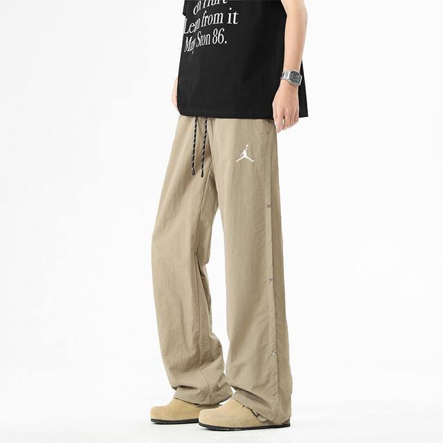 Jordan's new summer solid color casual ice silk pants, versatile mopping pants,