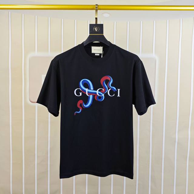 G*Cci Gucci 2025 original men's round neck short-sleeved T-shirt, exclusive for
