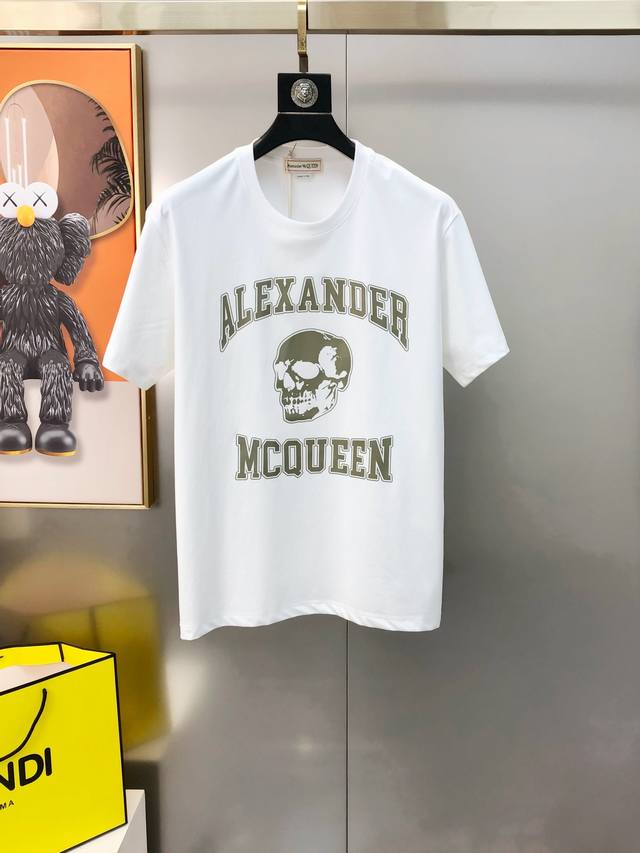 Mcq*Een McQueen 2025 early spring new original men's round neck short-sleeved T-