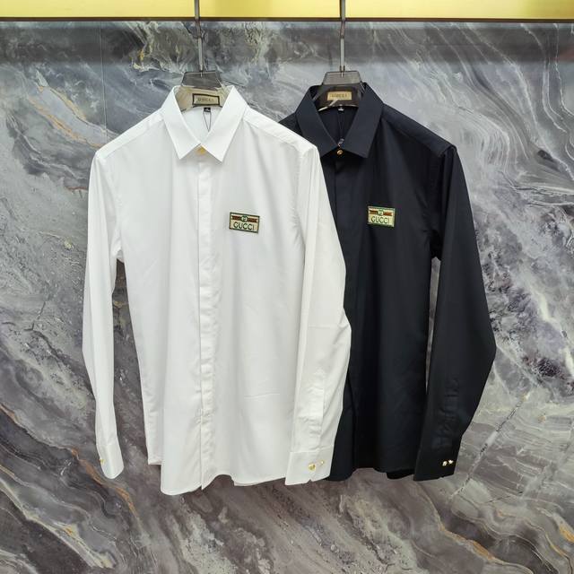 Gucci 2025Ss new long-sleeved shirt, high-end version! Custom-made fabrics are b