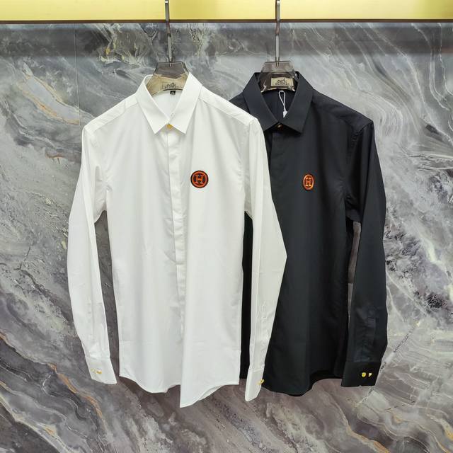 Hermes 2025Ss new long-sleeved shirt, high-end version! Custom-made fabrics are