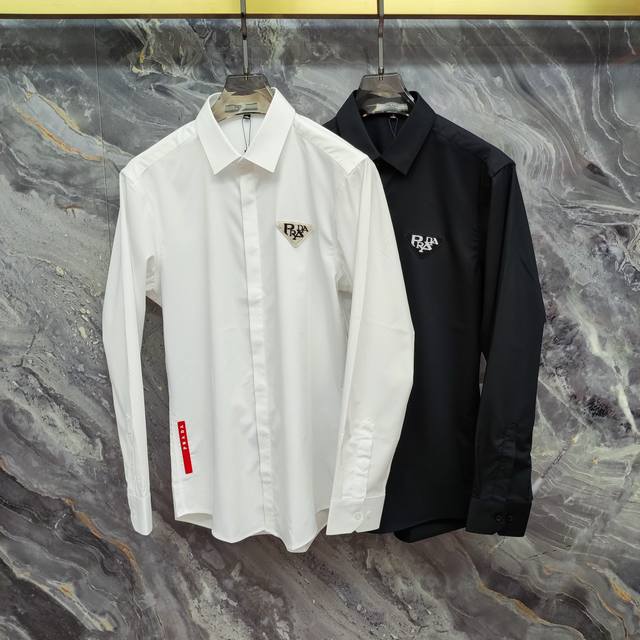 Prada 2025Ss new long-sleeved shirt, high-end version! Custom-made fabrics are