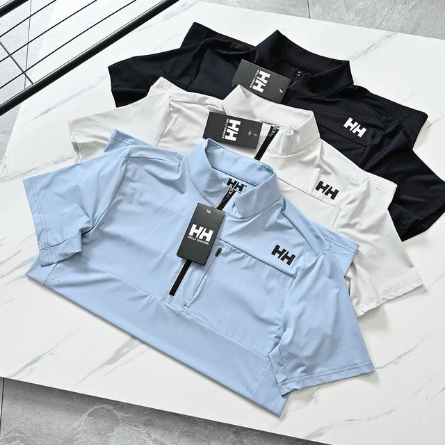 Hh Heili Hansen Outdoor Sports Polo Shirt High Elastic Breathable Perforated Ice