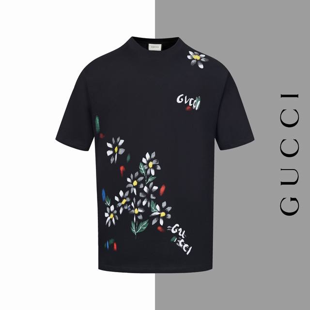Gucci full print small flower graffiti round neck short sleevesSame style as Guc