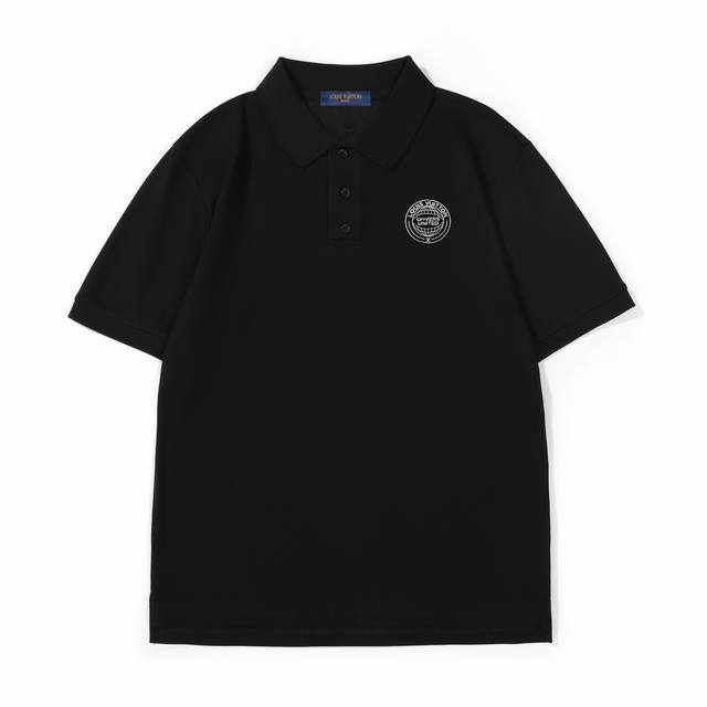 Louis Vuitton Lv Louis Vuitton round logo embroidered short-sleeved Polo shirt C