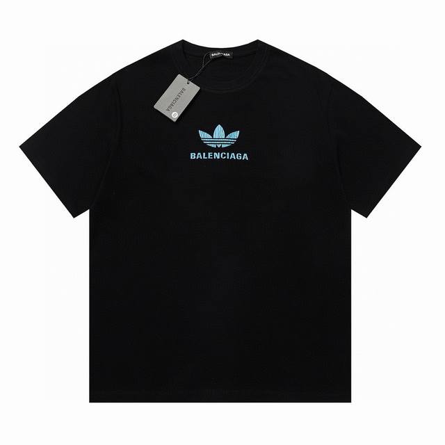 Balenciagaxadidas Balenciaga co-branded Trefoil Bay Blue Letter Couple Short-sle