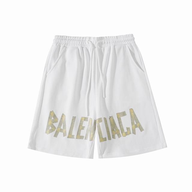 High version Balenciga tape letter print shorts, unisex. Custom woven and dyed