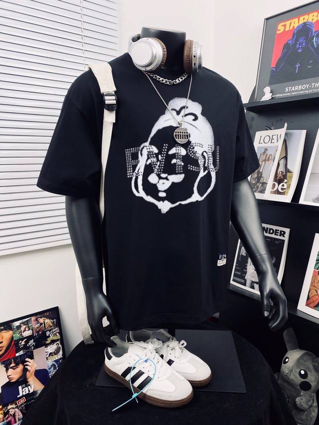 Evisu Fushen summer new Buddha head Dharma men and women casual short-sleeved T-
