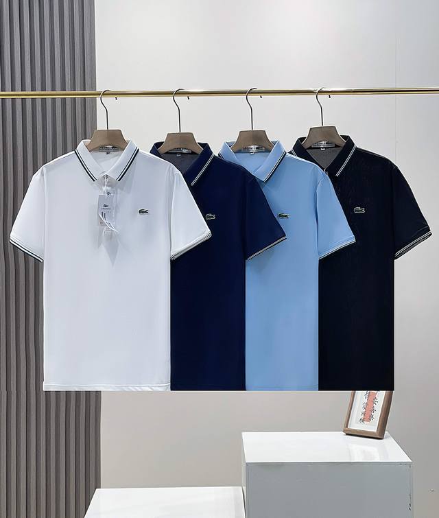 Lacoste French crocodile high-quality imported % cotton striped short-sleeved T-