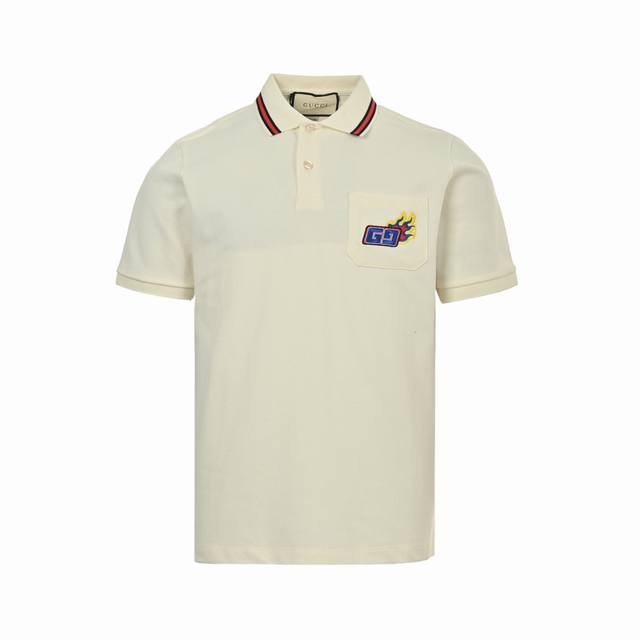 Gucci 24Ss Dragon Year Limited Edition Pocket Flame Embroidery Polo Short Sleeve