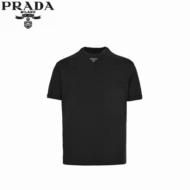Prada 25Ss short sleeve with triangle logo on collar Made of 230g double-sided f