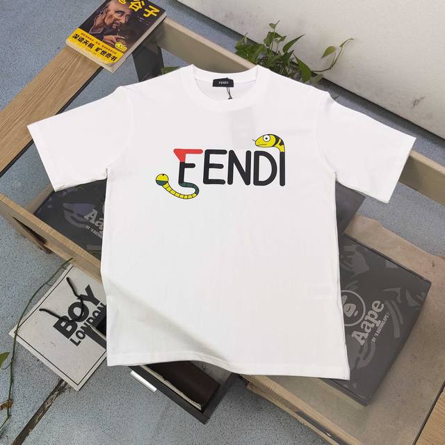 2025 New Fendi Snake Year Limited Logo Letter Printed Casual Couple Short Sleeve