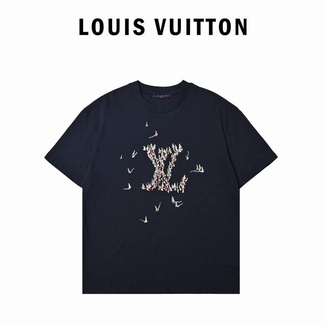 Louis Vuitton 25Ss sailboat embroidered letter short sleeves The original versio