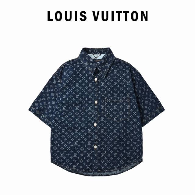 Louis Vuitton 2025Ss Classic full print suit denim short sleeve jacket Heavy jac